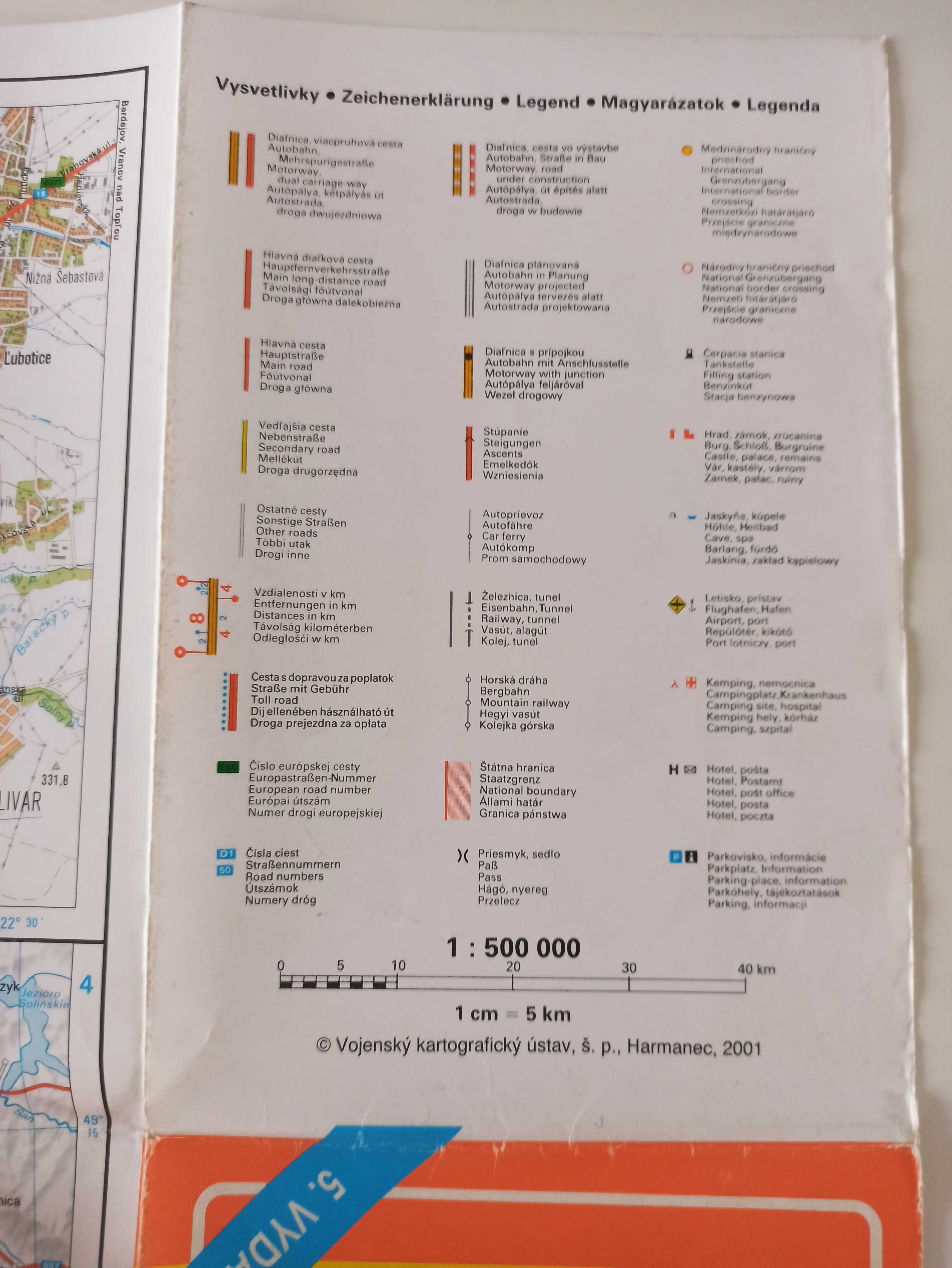 Slovenska Republika Słowacja Republika Słowacka mapa samochodowa