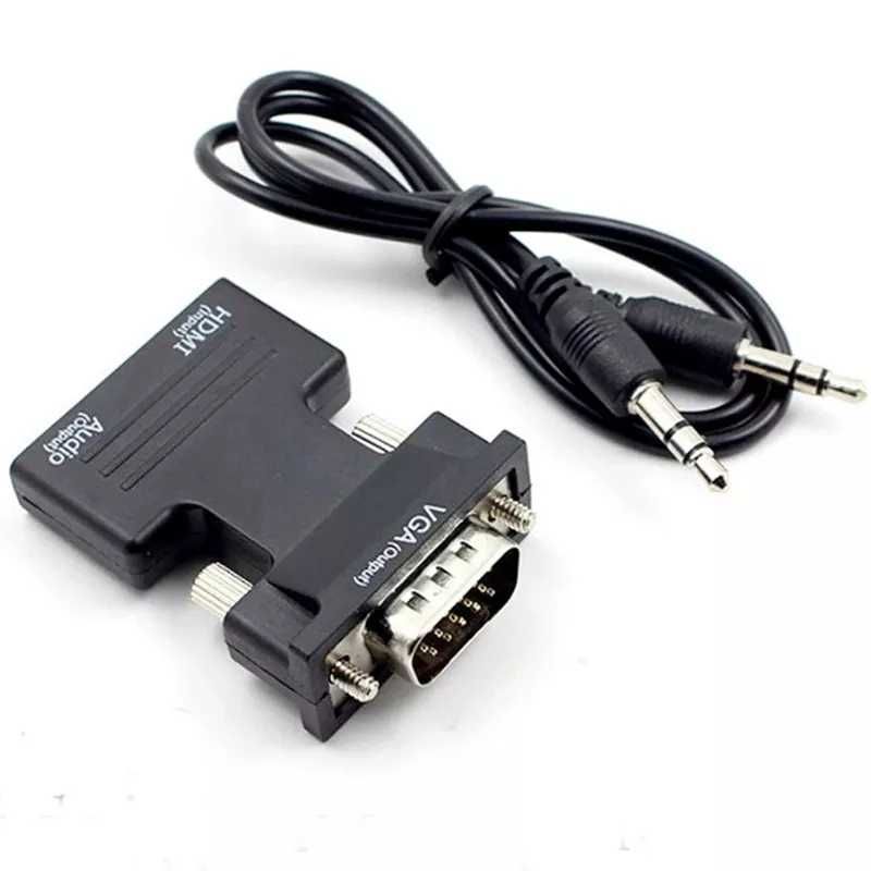 НОВЫЙ Переходник HDMI to VGA Converter HD + шнур Audio Cable 3,5 mm