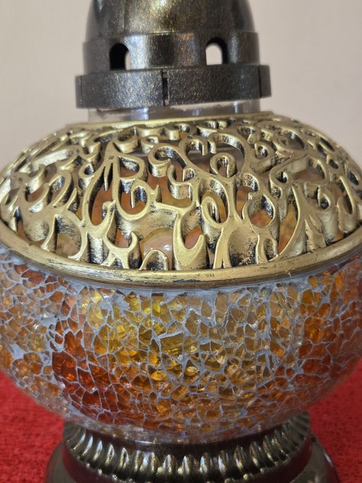 Znicz witrazowy szklany ciezki mała waza