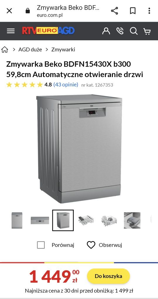 Zmywarka BEKO 60 na gwarancji