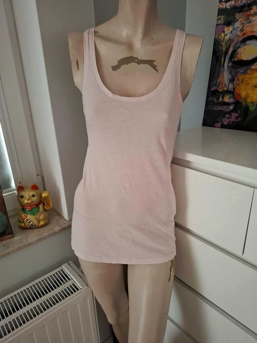 S 36 H&M jasnoróżowy tank top na ramiączkach bawełniany Soft Grunge