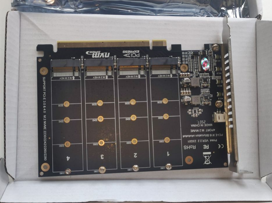 Адаптер 4 х m2 nvme на PCI express