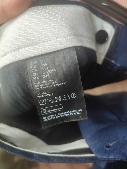 H&M Garnitur męski skinny, marynarka i spodnie rozmiar S/M r 34 granat