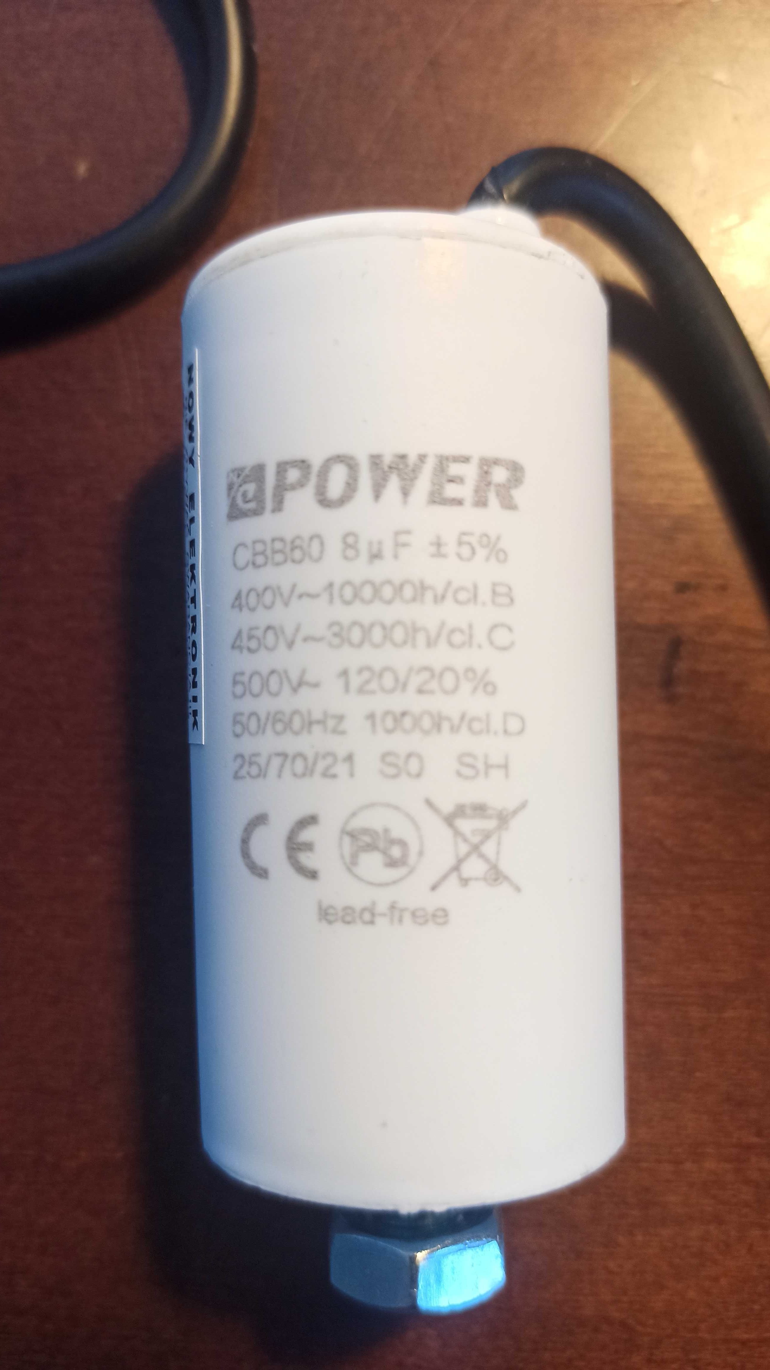 Kondensator rozruchowy 8uF 450V CBB60 Nepower