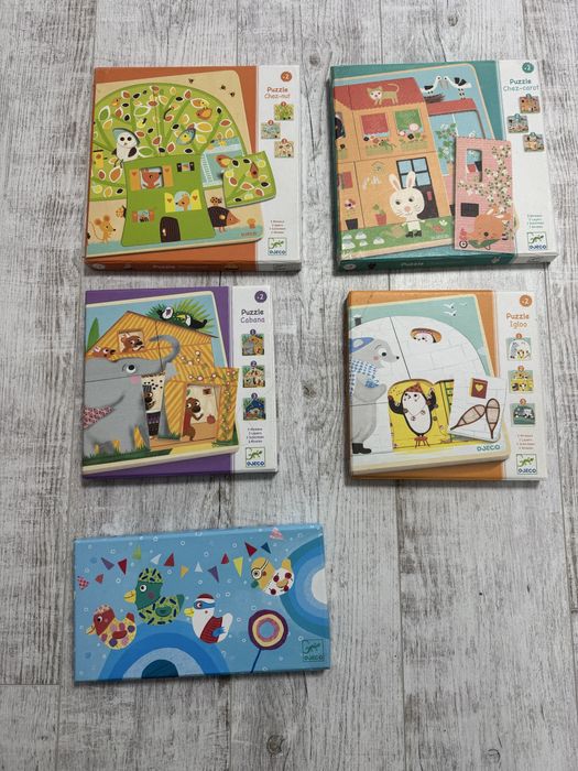 Комплект  4 пазлів Джеко Djeco та гра рибалка