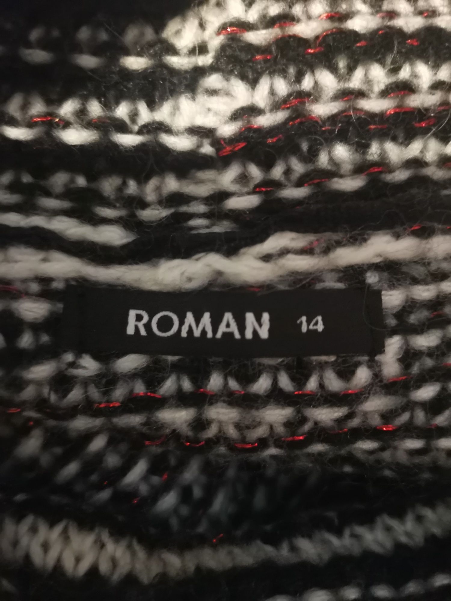 Sukienka damska, zimowa Roman rozm 42 z wełną, obszerny golf,kieszenie