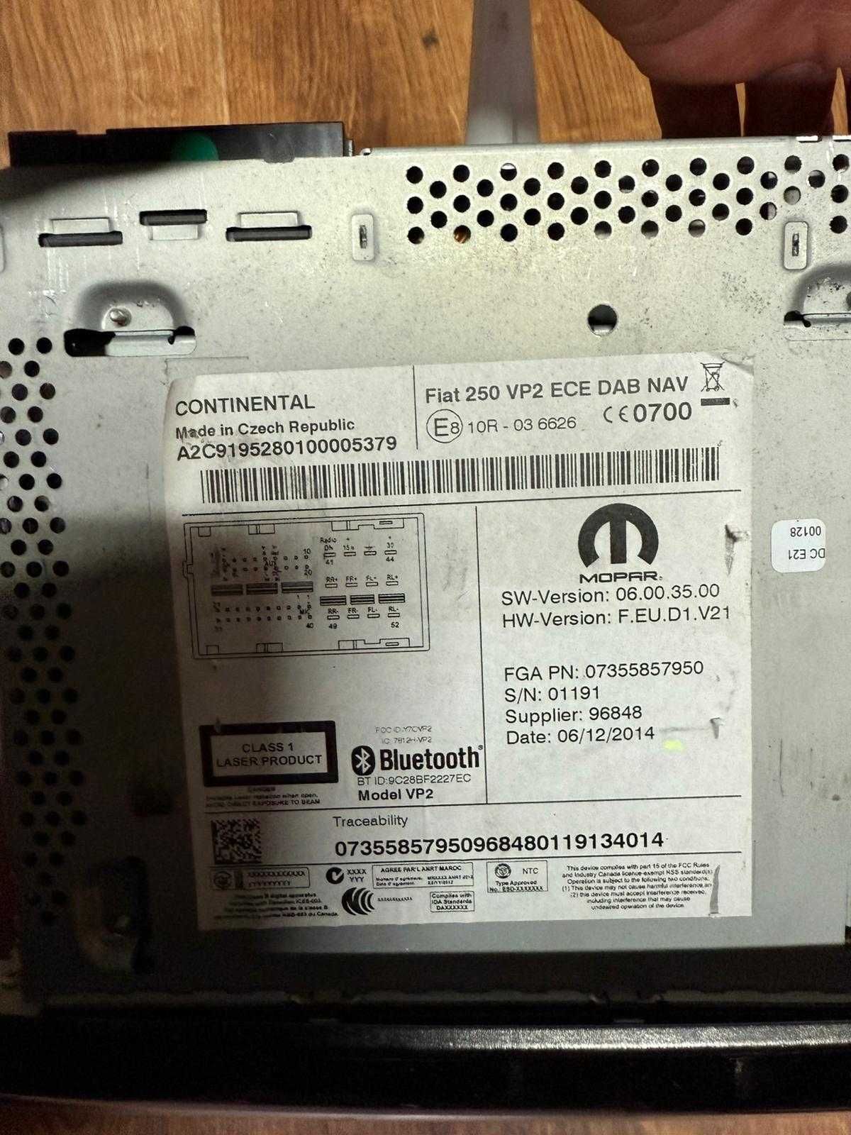 DUCATO BOXER JUMPER LIFT 15 r radio nawigacja Fiat 250 VP2 ECE DAB