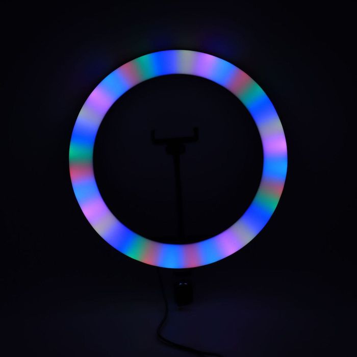 Кільцева RGB лампа 33 см, від USB, з тримачем для телефону, RING MJ33