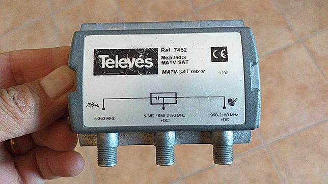 Misturador de sinal TV TDT e TV Satélite: MATV-SAT Televés 7452