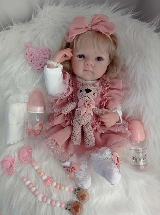 Lalka w typie reborn z wyprawką prezent lala cała winylowa blondynka