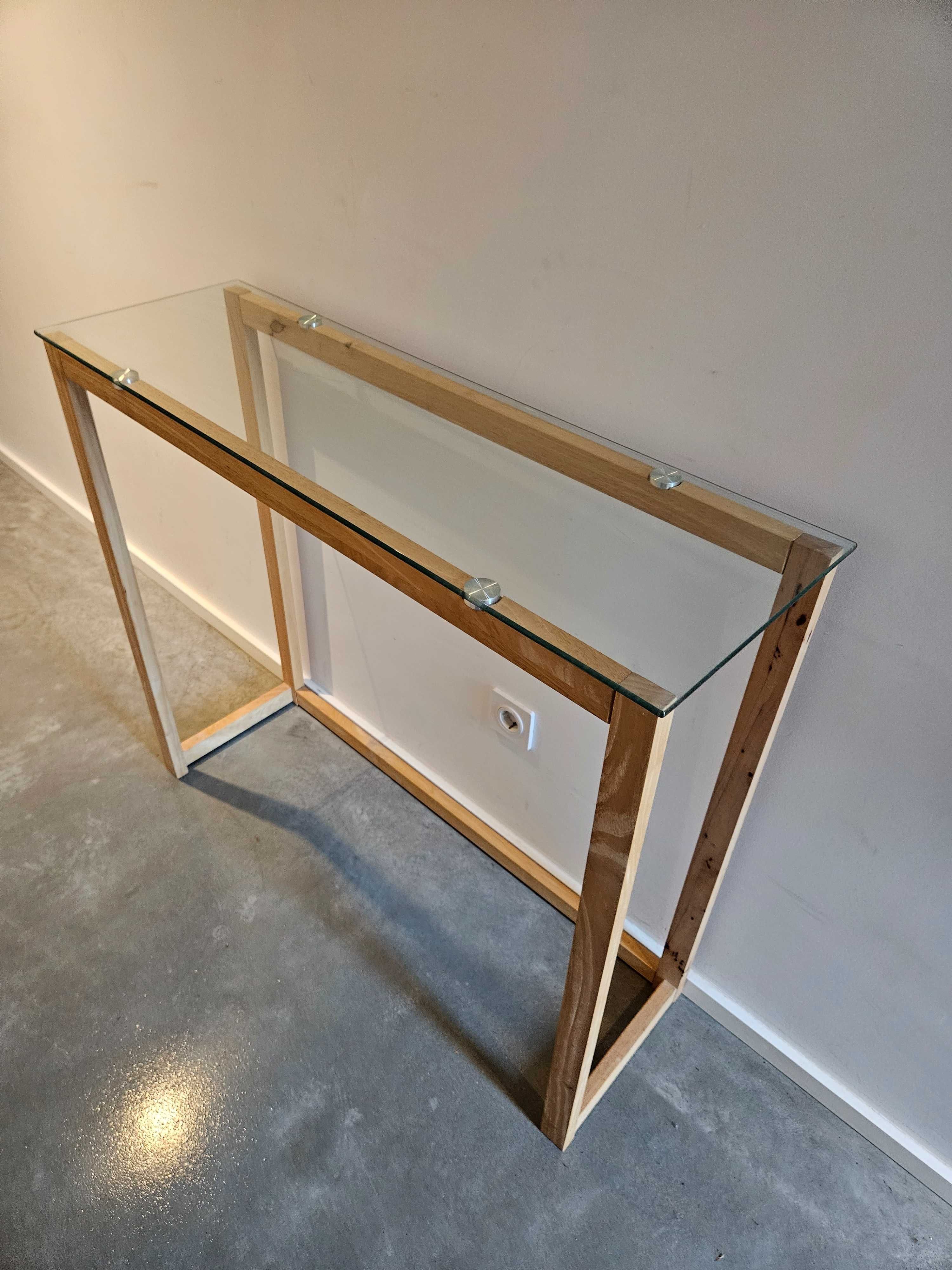 Consola - móvel vidro e madeira