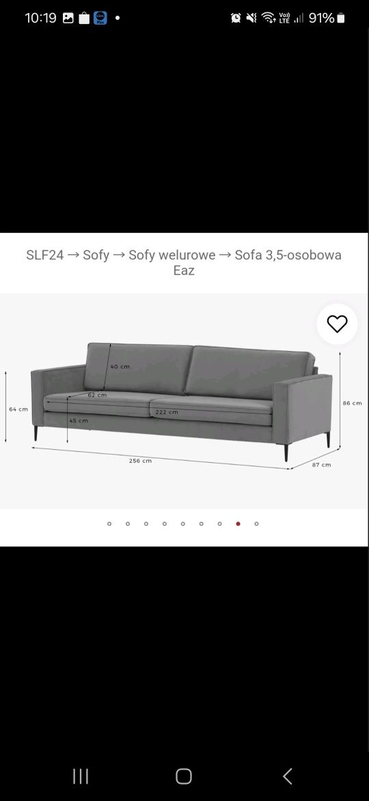 Kanapa 4-osobowa, szara stan bdb.
