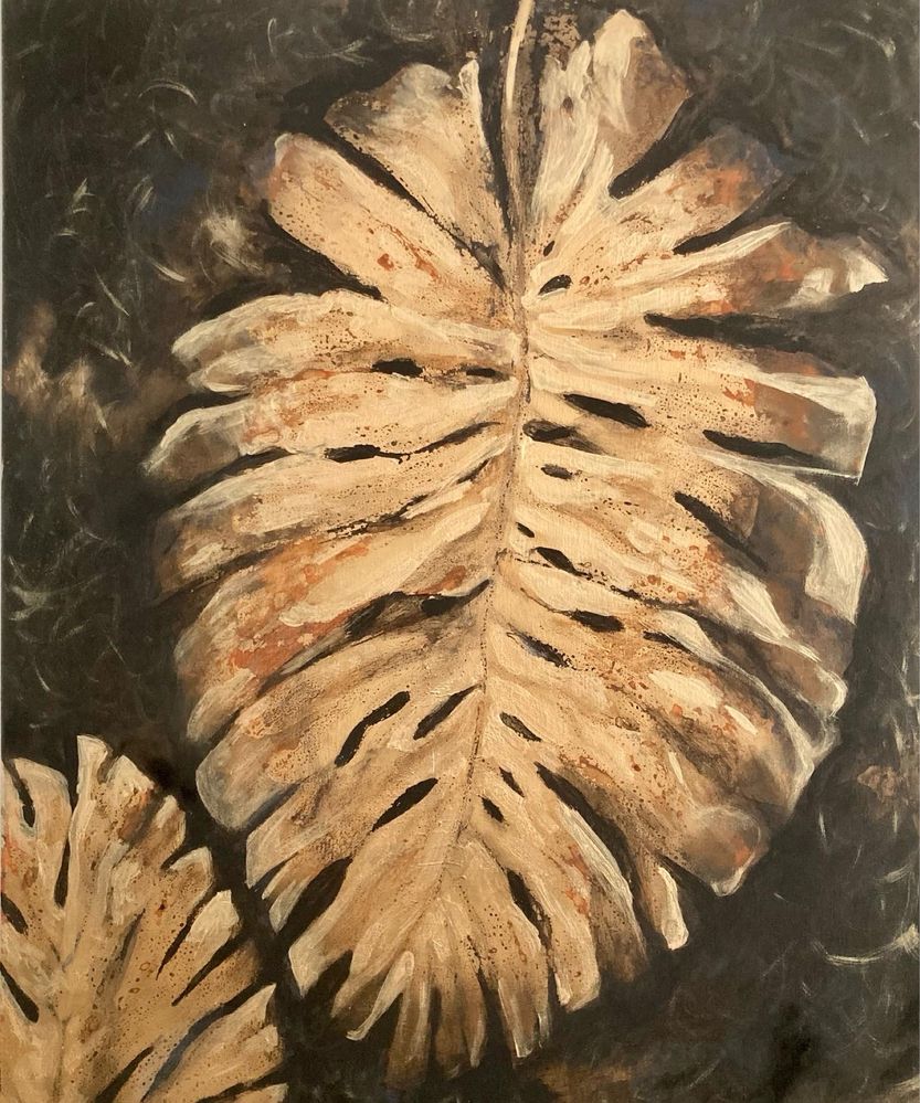 "Folhas douradas" 2025. Pintura sobre tela, óleo, acrílico. 65x81