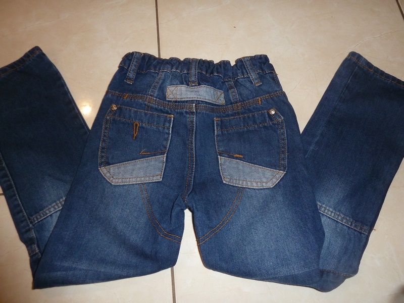 spodnie jeans jasne wstawki 116