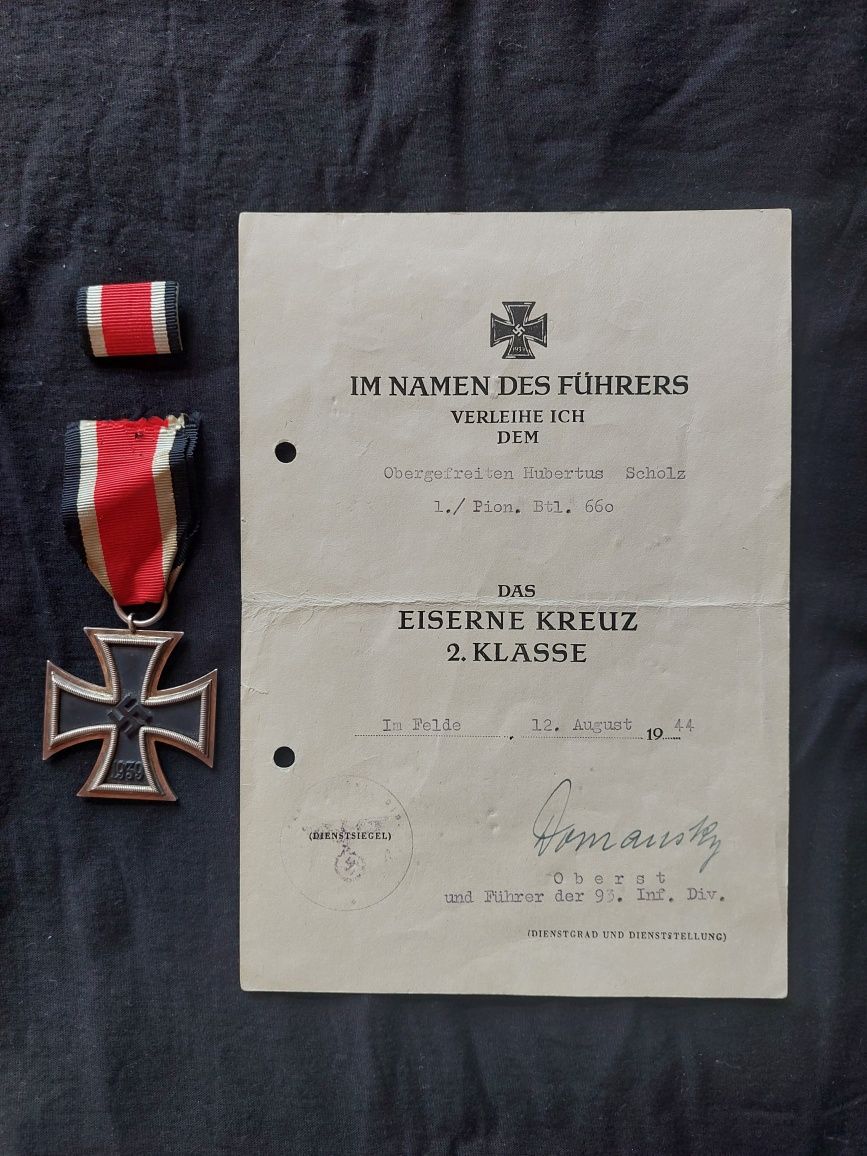 EK2 1939 - Krzyż Żelazny 2 klasy + nadanie + baretka Wehrmacht
