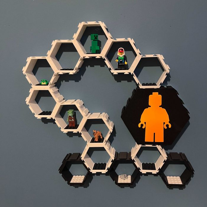 Półka modułowa HEX na figurki LEGO - Zestaw 12 sześcianów - Kolory