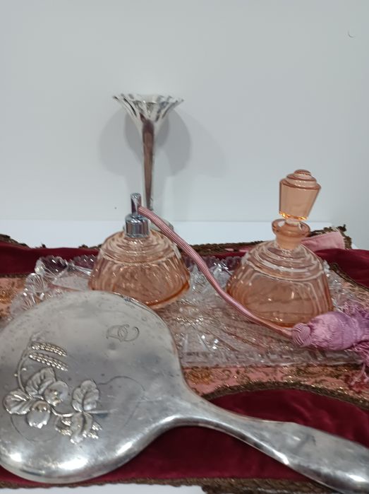 Lustro ,inicjały DC -toaletka 1939 Srebro ,srebrzenie. Antyk.