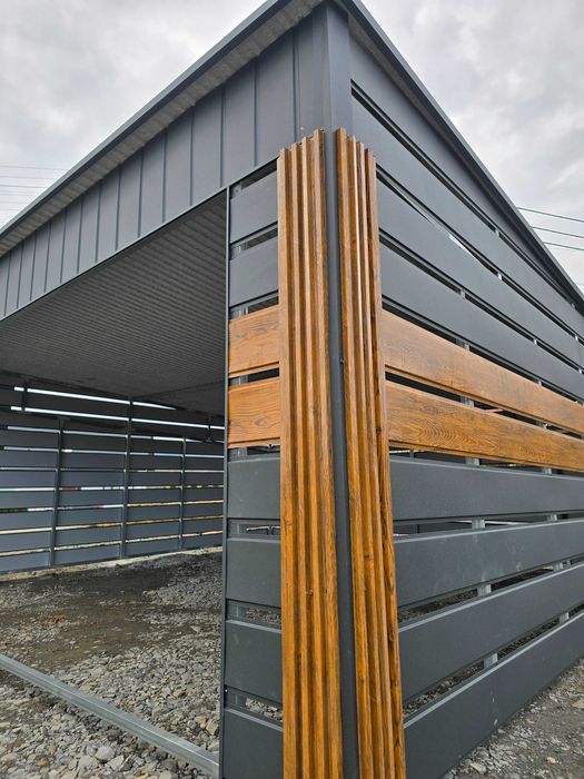 Nowoczesny carport, wiata samochodowa 6x6 Konstrukcja ocynk