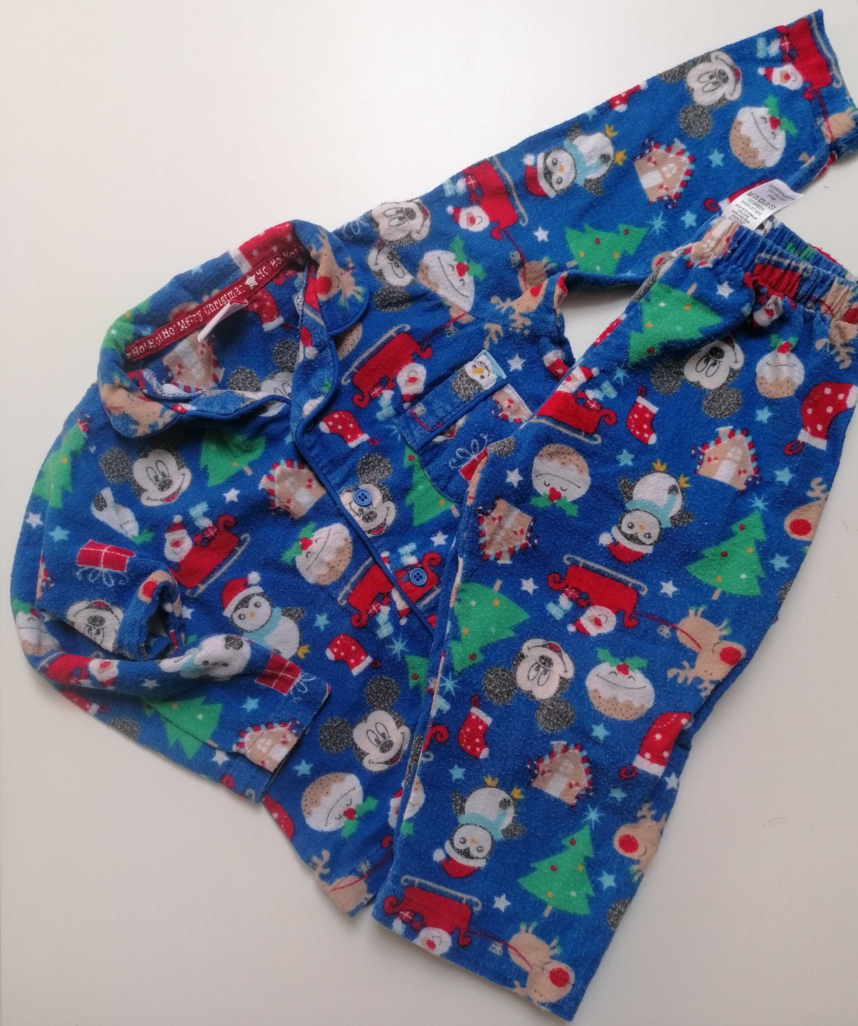 Piżamka flanelowa Bożonarodzeniowa Myszka Miki Disney