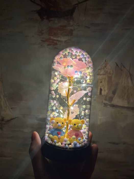 Роза в колбе‼️Мишки с розой в колбе / романтический подарок