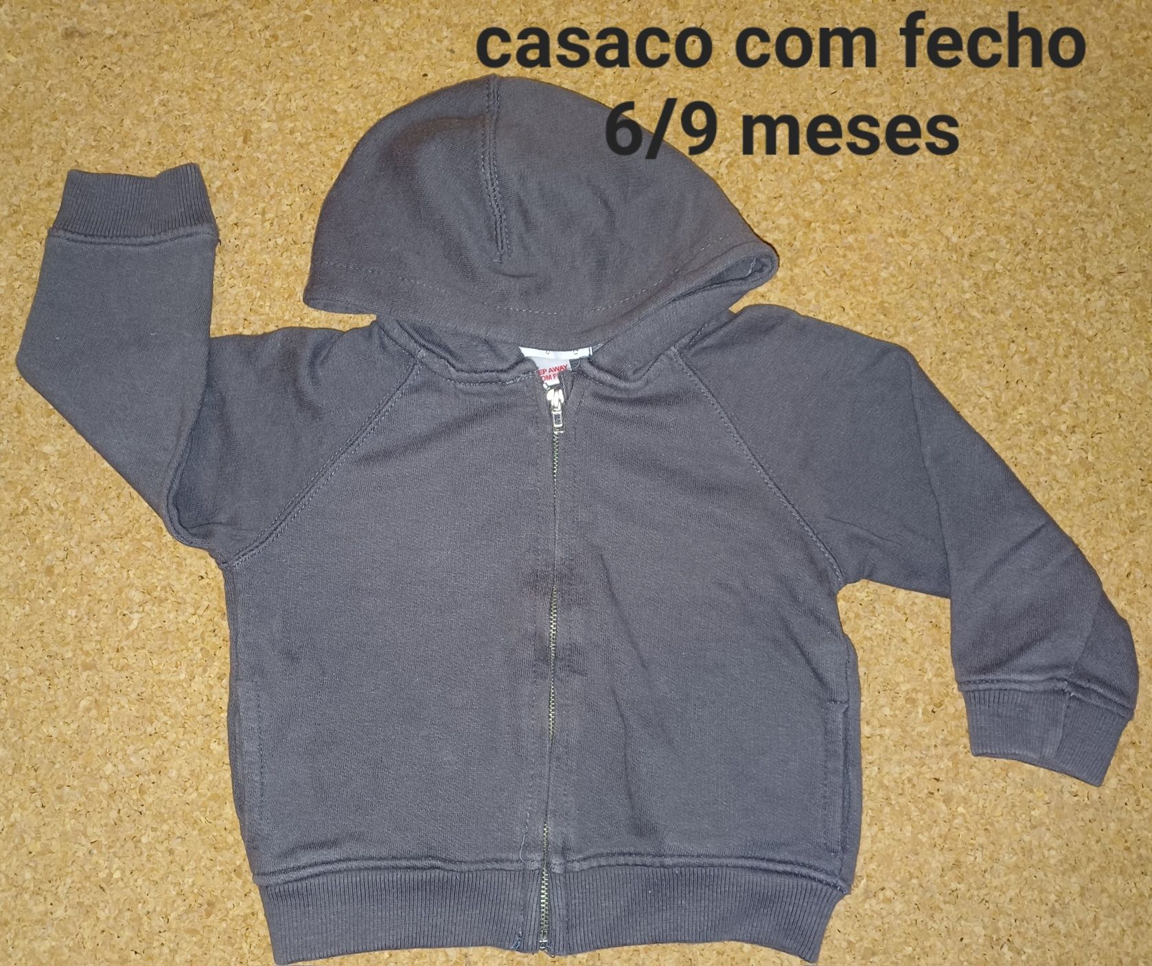 casaco com capuz de fecho, criança, manga comprida, 6/9 meses, roupa.