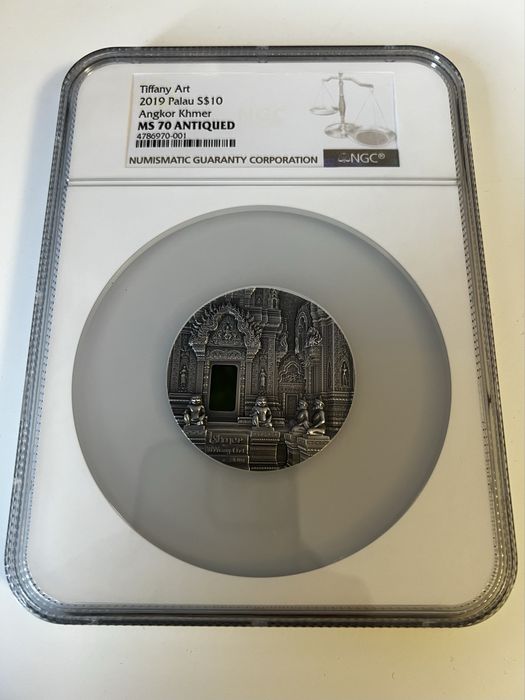 Tiffany Art 2019 Palau Angkor Khmer NGC MS 70 ANTIQUED
