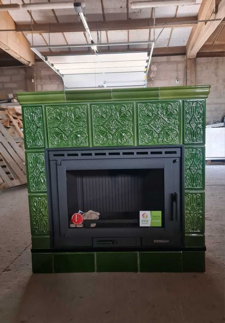 Piec kaflowy wolnostojący MAJORKA 13kW zielona - NOWY