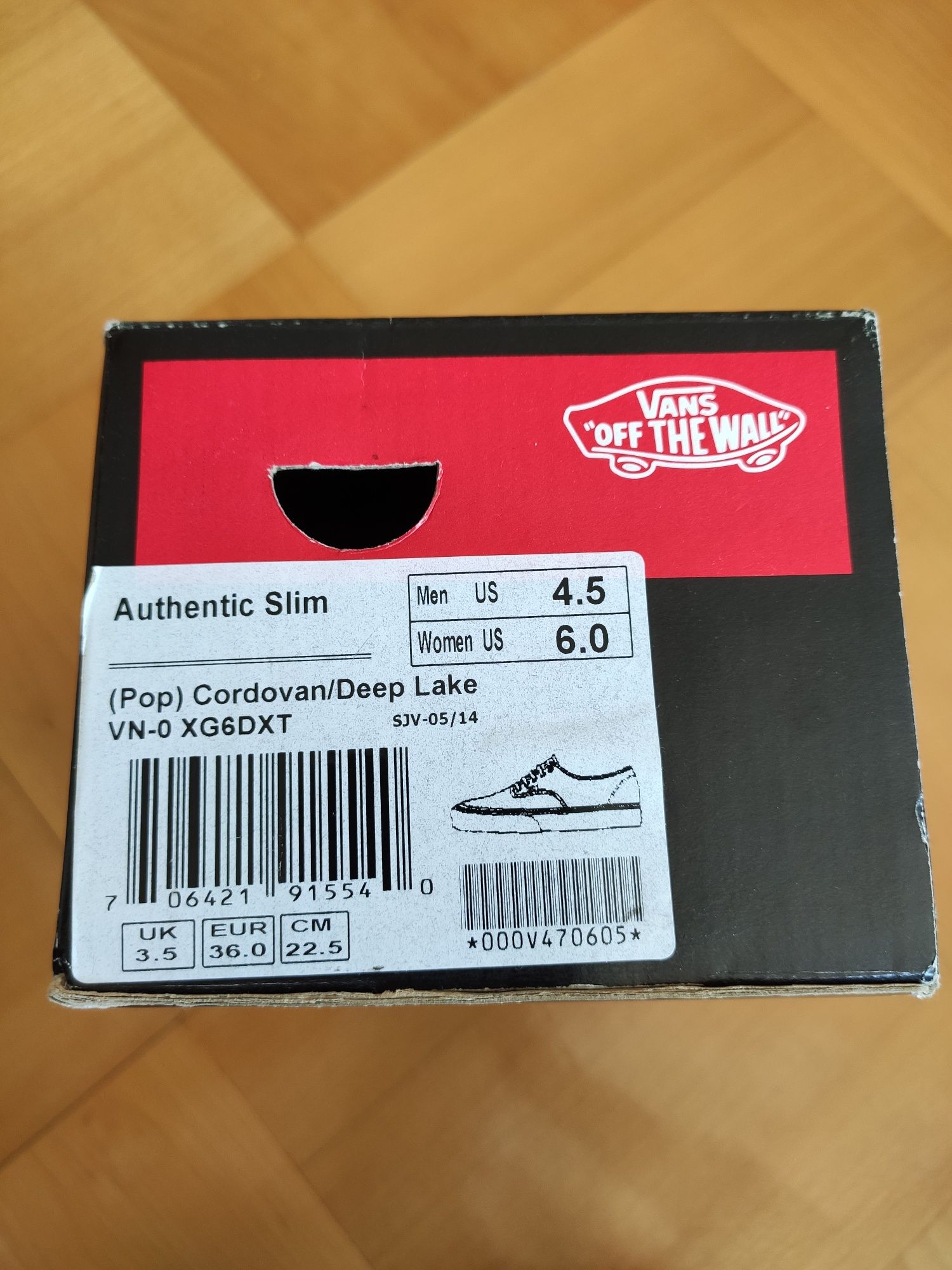 Buty VANS Authentic Slim, kolor bordowy, rozmiar 36