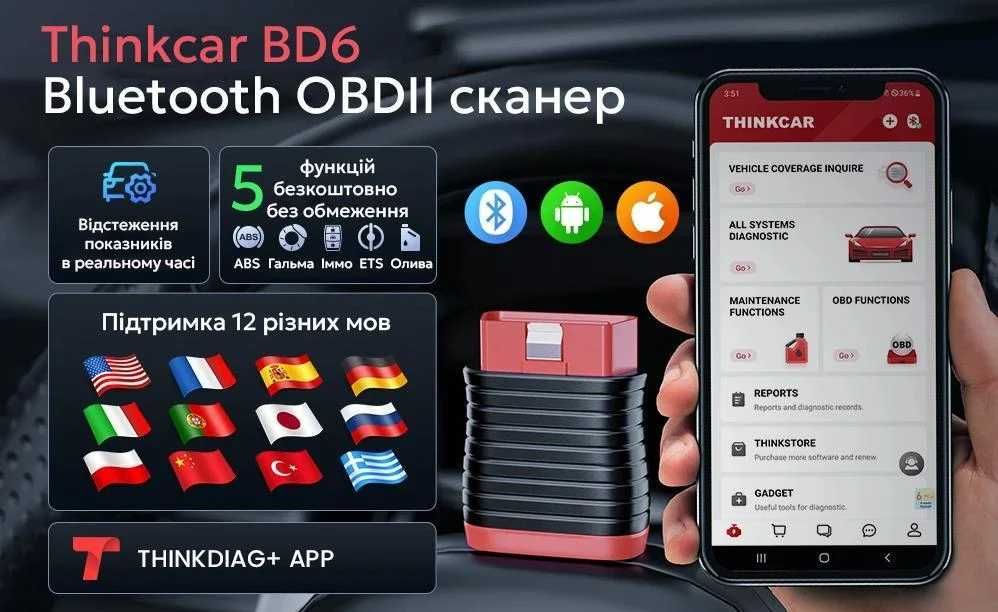 THINKCAR BD6 Автомобільний діагностичний сканер для Android та IOS