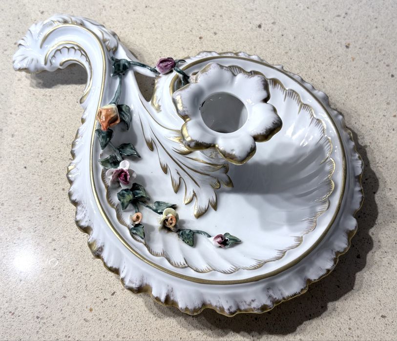 Lindo raro antigo castiçal em porcelana Artibus