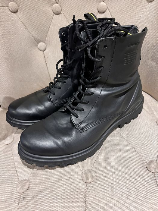 Ecco 41 botki skórzane czarne uzywane wiazane trapery workery