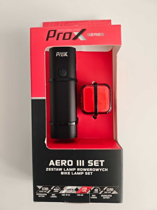 Zestaw Nowych Lampek Rowerowych Prox Aero III Set
