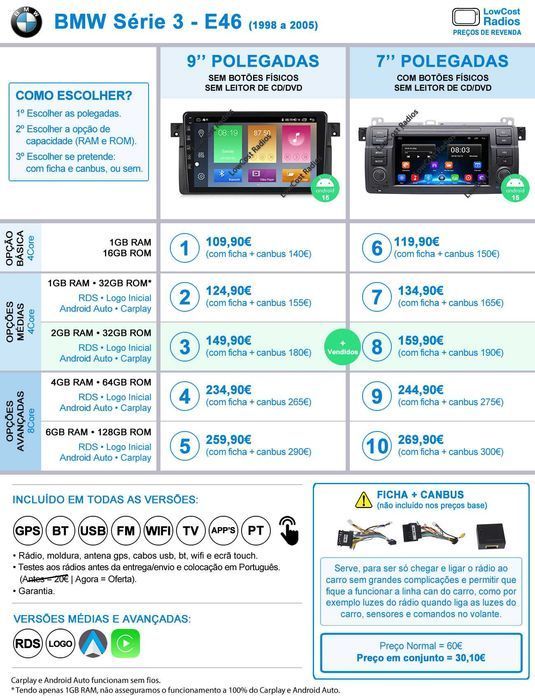 Rádio 2DIN GPS ANDROID BMW E46 E39 E87, VW, Opel, Mercedes (MONTAGEM)