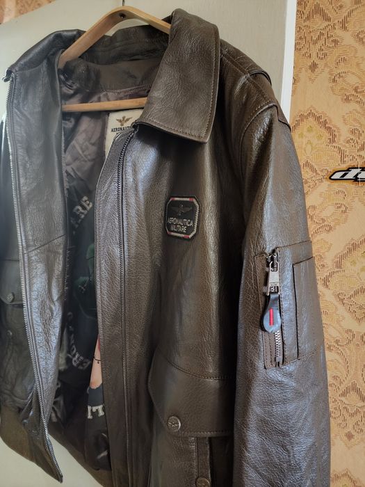 Коричневая кожаная куртка 15 STORMO-CSAR Aeronautica Militare