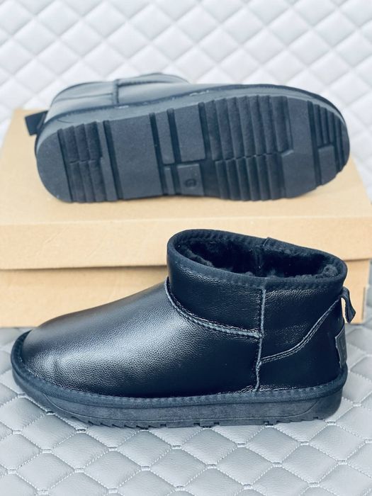 Мужские кожаные ульира мини угг Ugg ultra mini leather black