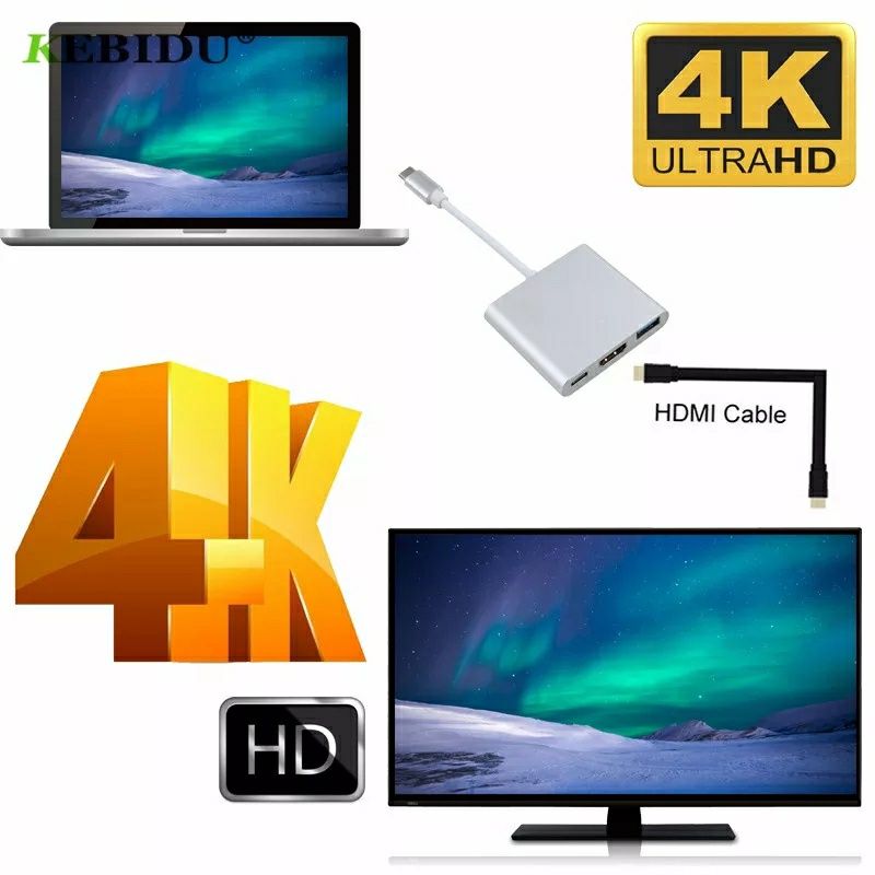 Usb-c para hdmi 4k USB-C HUB carregamento simultâneo (pd) USB PORT 3.0