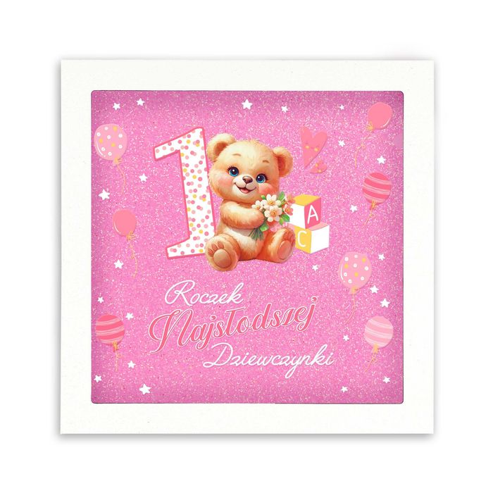 Skarbonka na Roczek dla Dziewczynki Różowa pierwsze urodziny naPrezent