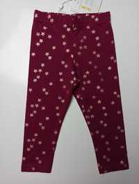 Legginsy burgundowe, złote gwiazdki OVS 80