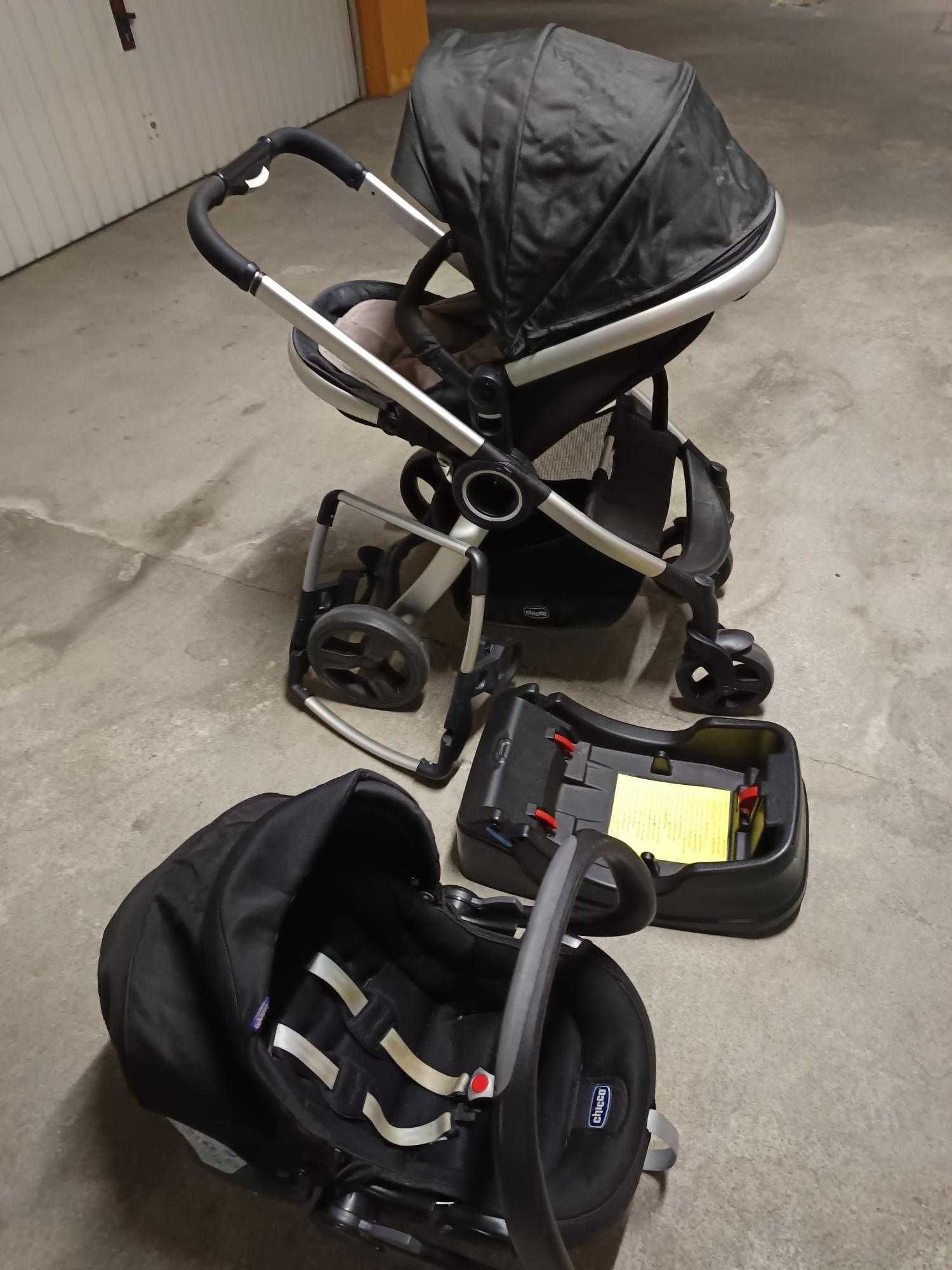 SEMINOVO Carrinho, baby coque (sistema isofix) e mochila porta bebé