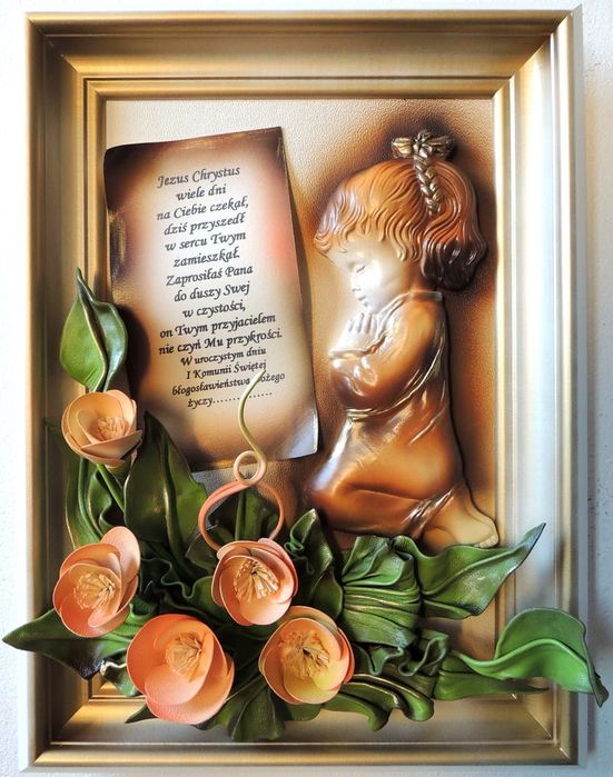 pamiątka komuni świętej - chrztu - obraz z dedykacją dla dziewczynki