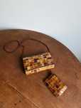 bursztynowa torebka hand made + portfelik / vintage