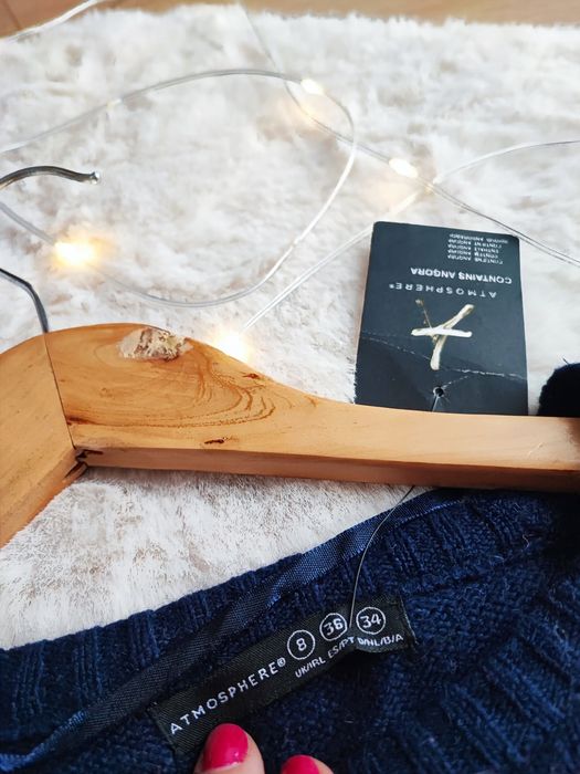 Nowy jakościowy sweterek damski XS wełna wiskoza z metką