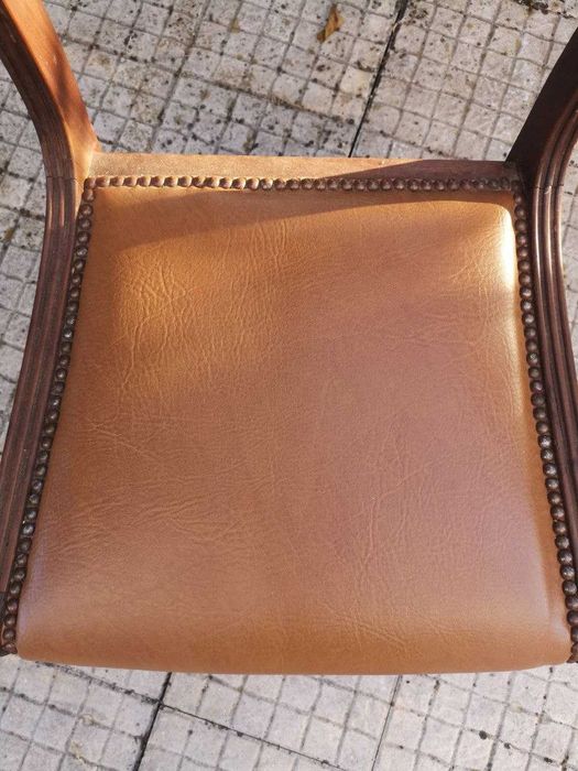 Cadeiras de sala em madeira e pele