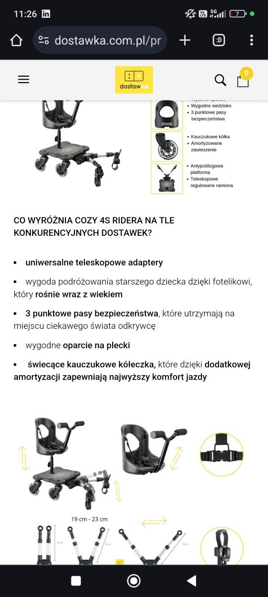 Dostawka cozy rider 4 na gwarancji