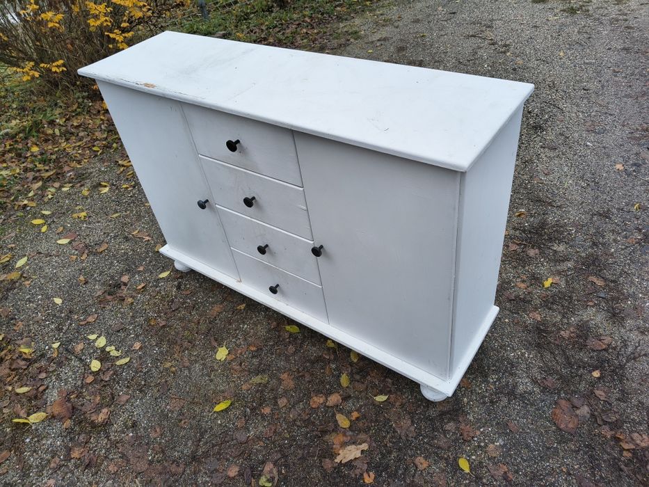 Komoda bielona sosna okazja drewno