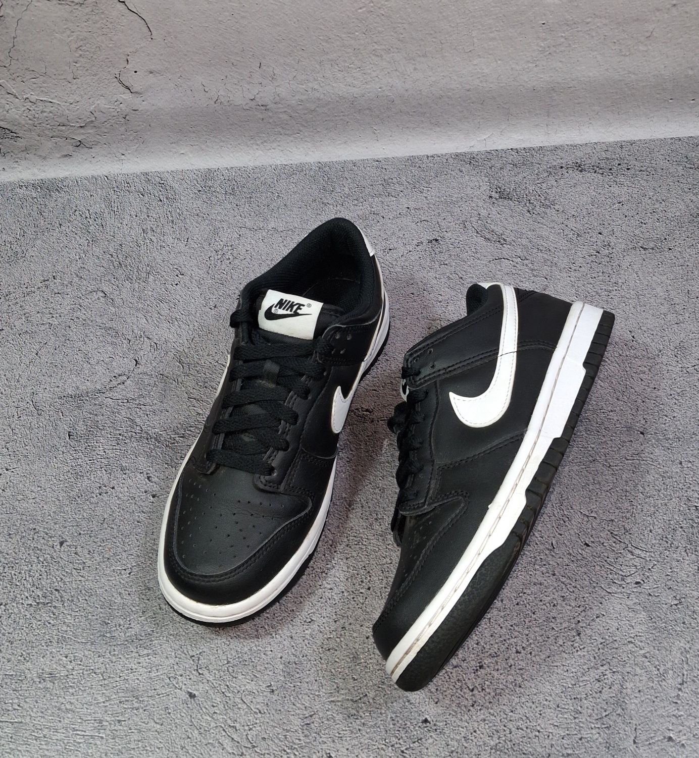 Кроссовки Nike Dunk Low кожаные женские чёрные кеды Air Force 1