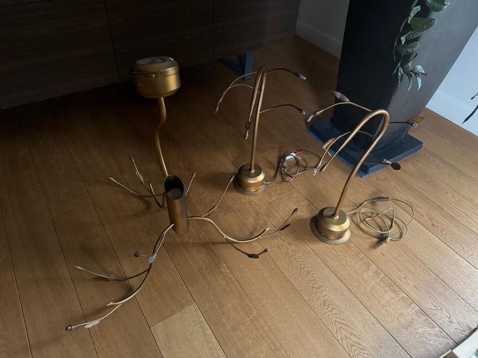 Komplet lampa + 2 lampki nocne miedziane złoto HESMO