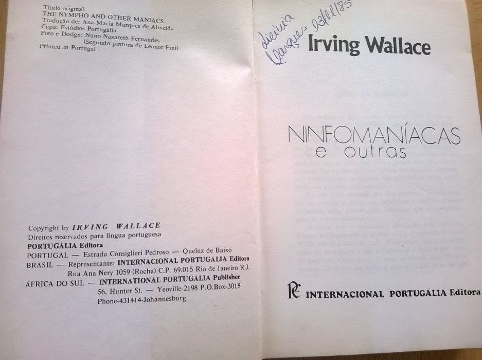 Ninfomaníacas e Outras - Irving Wallace (portes grátis)