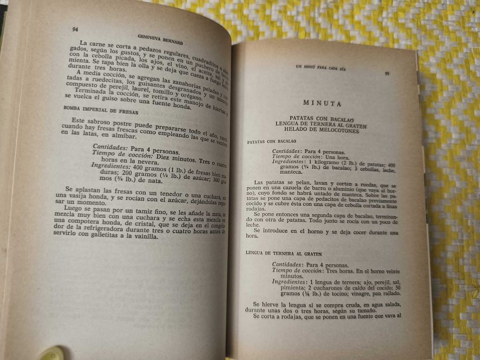 Un menú para cada día 
con recetas de cocina, 
de Genoveva Bernard