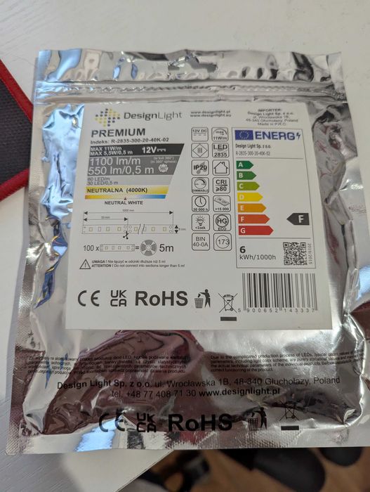 Taśma LED PREMIUM typ 2835 12V Barwa Neutralna